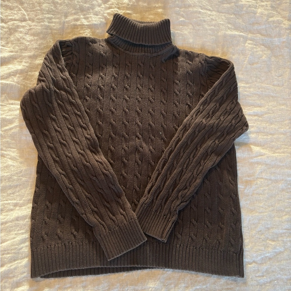Signature Dark Brown Cable Knit Sweater